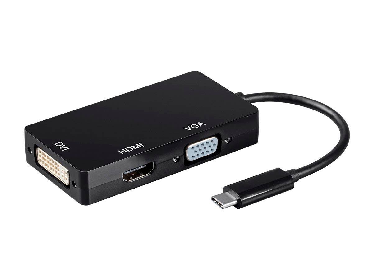 USB Type-C to 4K HDMI DVI and VGA Adapter Black S766
