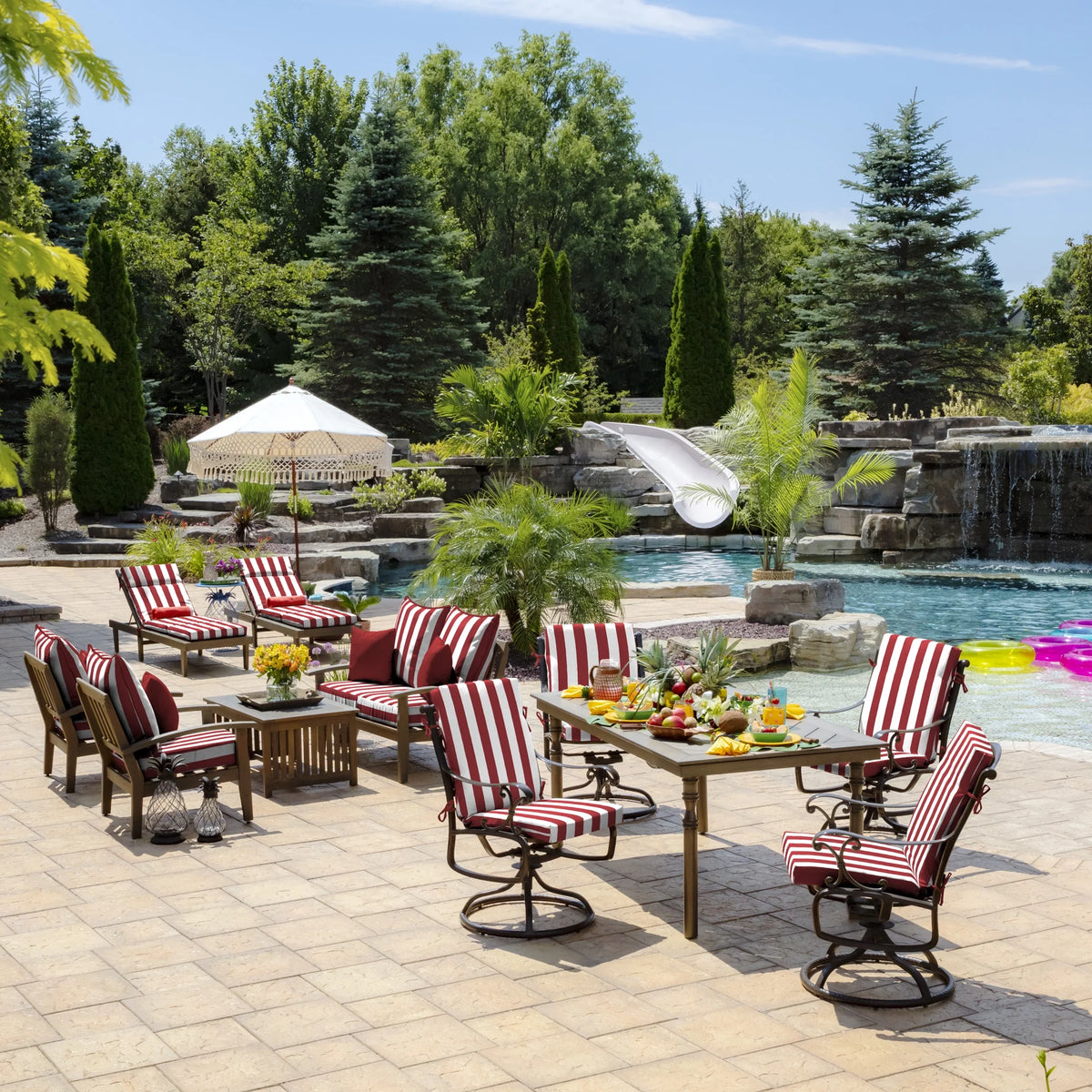 Black Cabana Stripe Outdoor Chaise Lounge Cushion N378