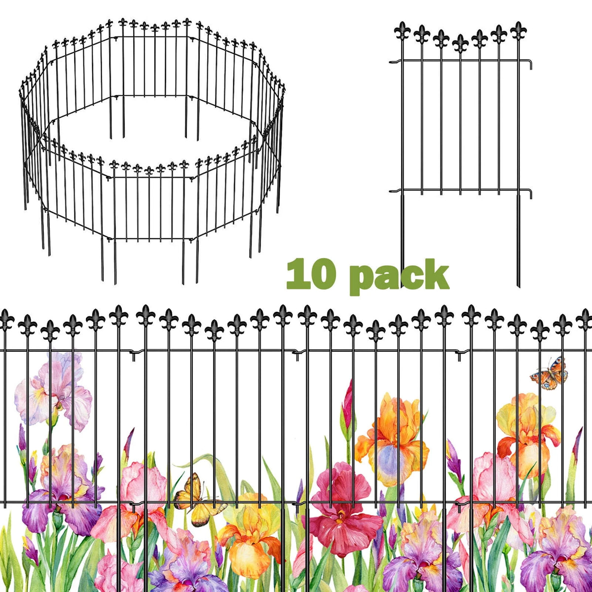 10 Pack Decorative Garden Fence Panels Q240