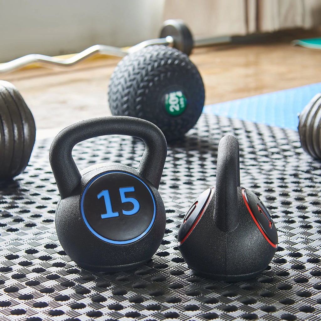 Wide Grip Kettlebell Set, 5lb, 10lb, and 15lb S351059