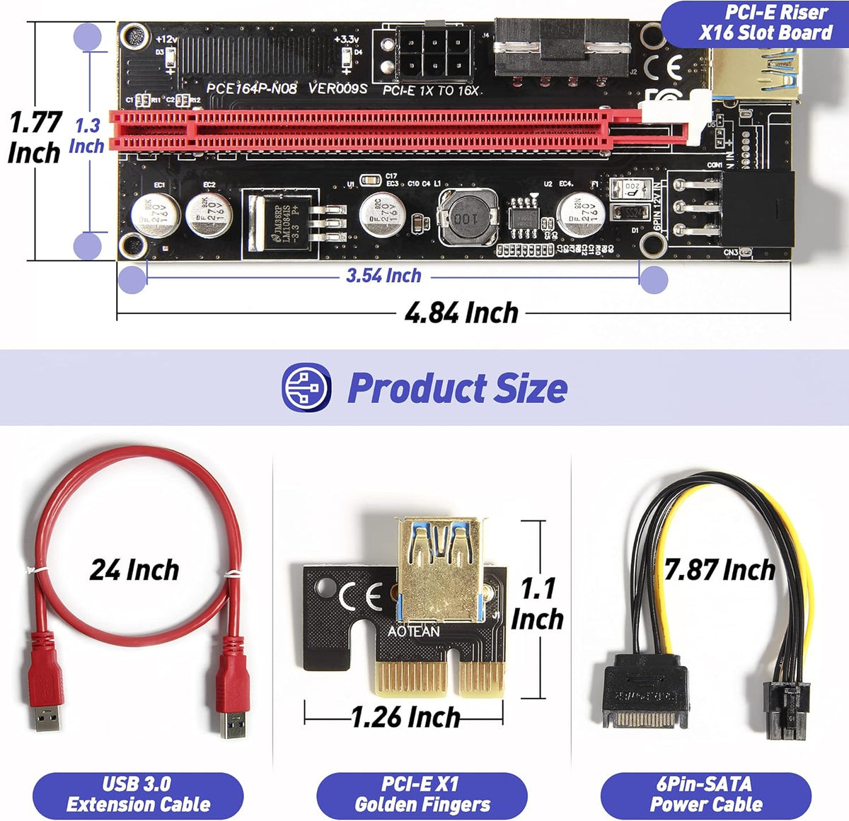 PCIE Riser Express Cable 1X to 16X 6 Pack E50819