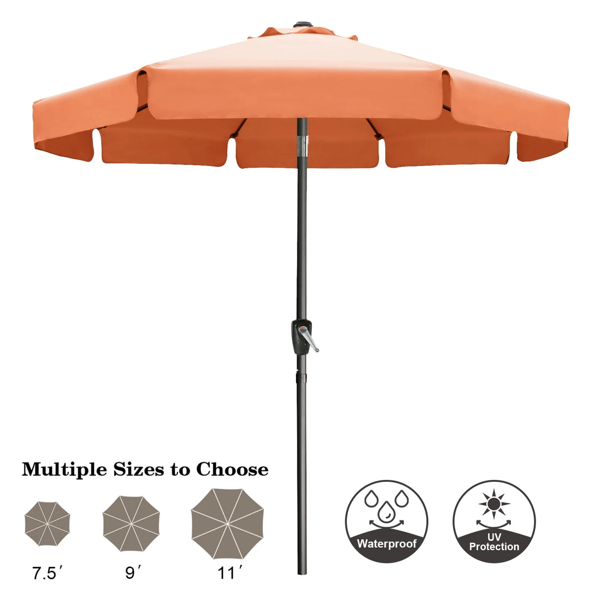 7.5ft Outdoor Market Patio Umbrella with Push Button Tilt S957
