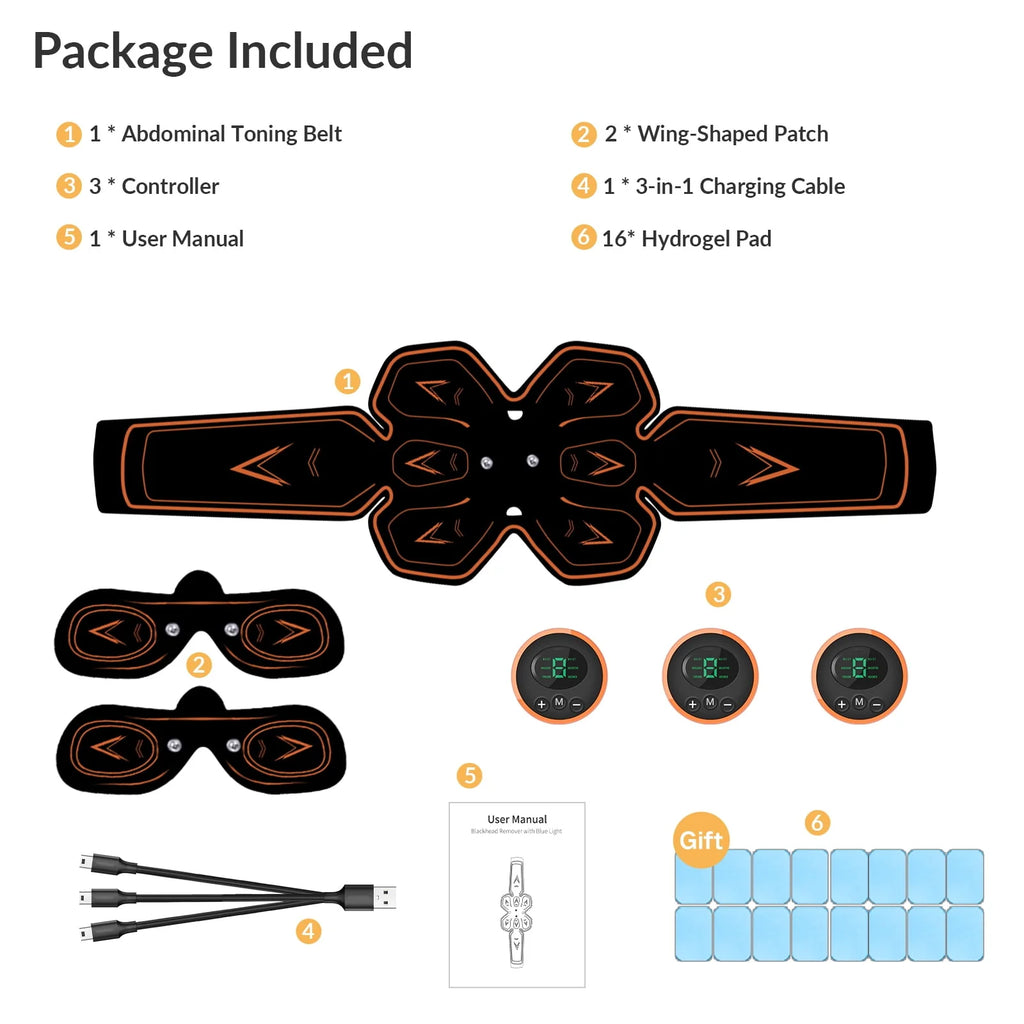 Rechargeable EMS Muscle Stimulator with 16 Gel Pads N29590