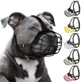 Dog Muzzle Metal Wire Basket Adjustable Leather Straps M88989