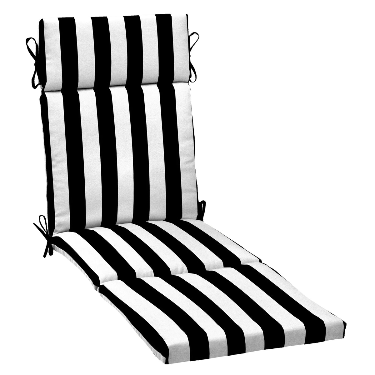 Black Cabana Stripe Outdoor Chaise Lounge Cushion N378