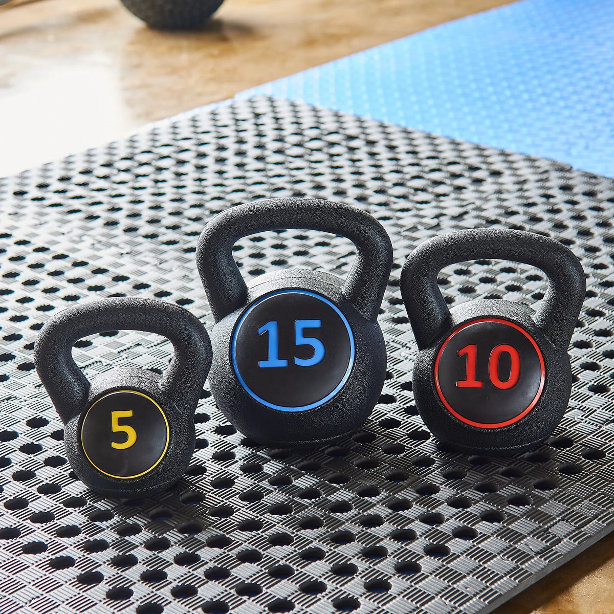 Wide Grip Kettlebell Set, 5lb, 10lb, and 15lb S351059