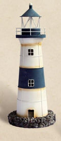 Rustic Blue & White Tin Lighthouse Candle Holder N727177
