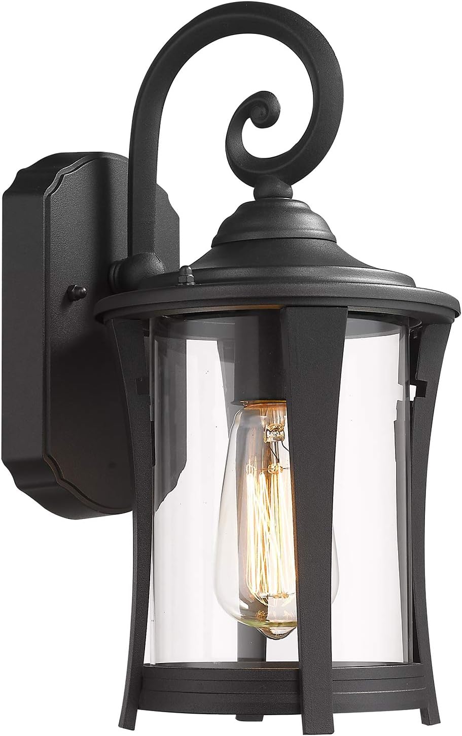 1-Light Matte Black Cast Aluminum Outdoor Wall Light Fixture with Clear Glass U691090