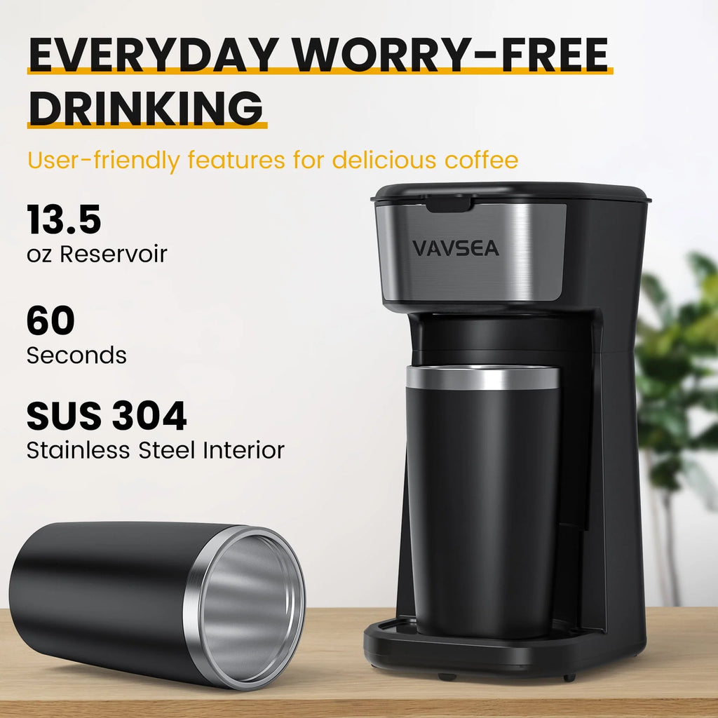 Single-Serve Coffee Maker with Travel Mug & Reusable Filter B1620