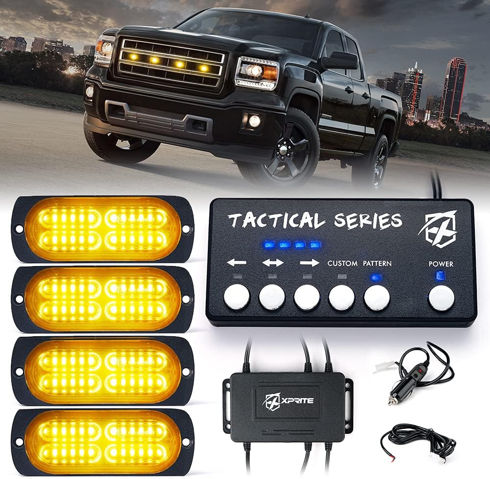 Amber White Surface Mount Strobe Lights Kit 4PCS R50235