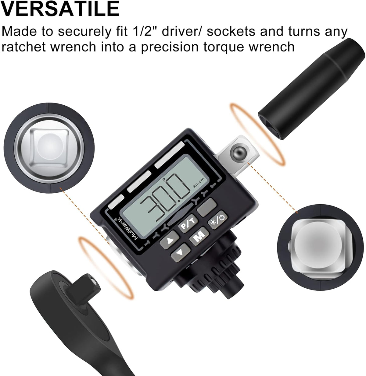 1/2 Digital Torque Adapter Converter with Tire Pressure Gauge O947