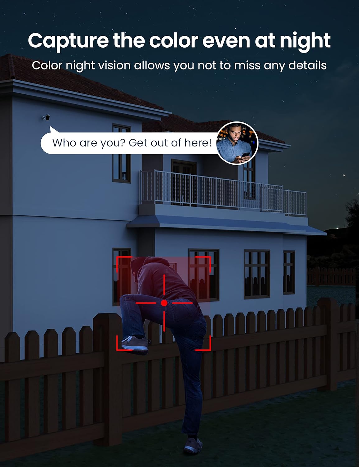 Battery Powered WiFi Security Camera with Spotlight 1080p FHD Color Night Vision IP66 Weatherproof G86812