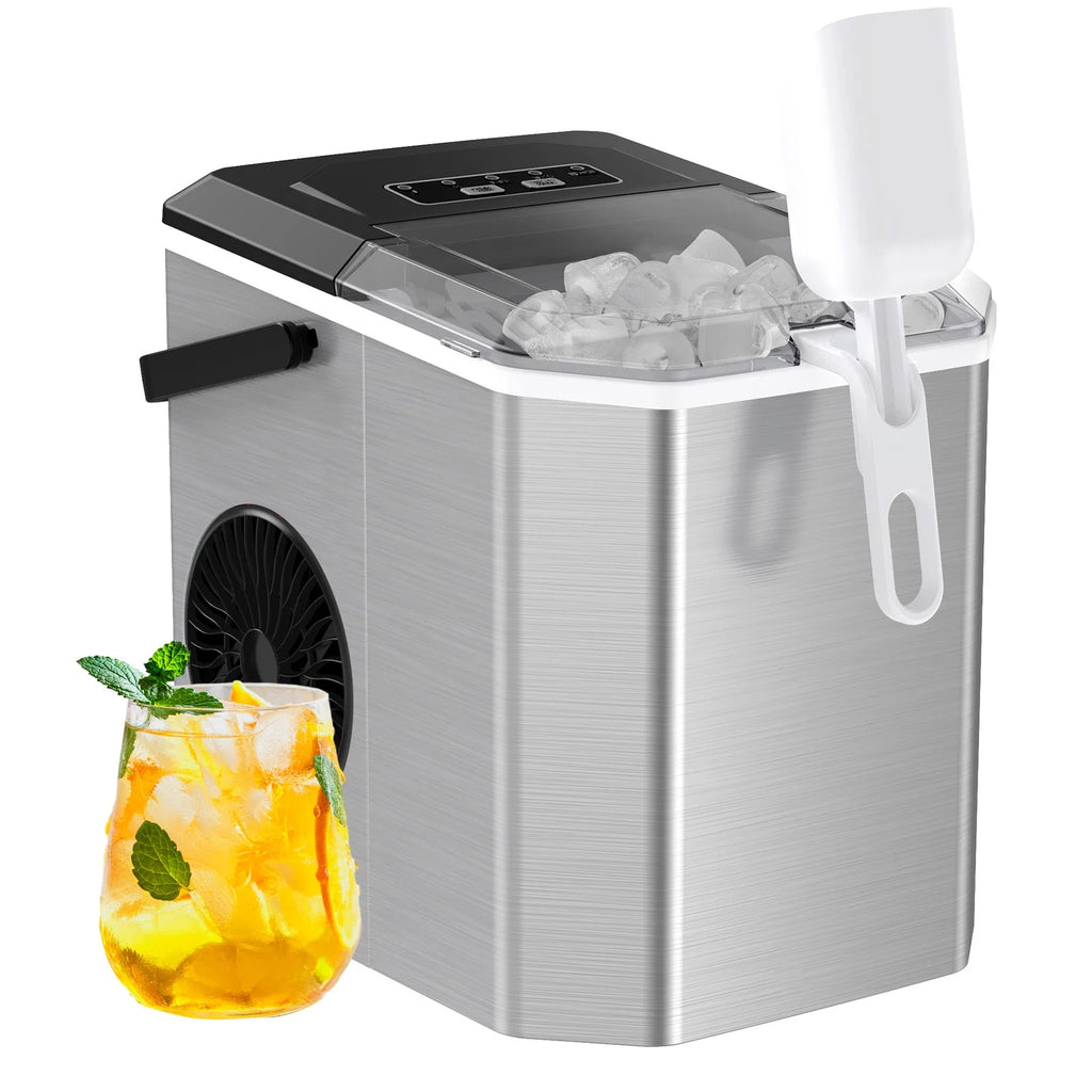 Countertop Ice Maker Machine with Handle, 9pcs/6min, 26lbs/24h, Silver G498638