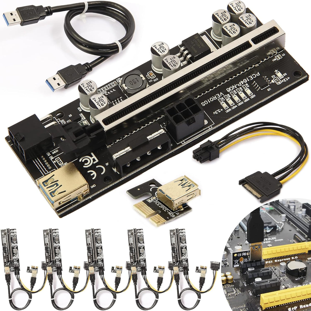 PCIE Riser Express Cable 1X to 16X 6 Pack E50819
