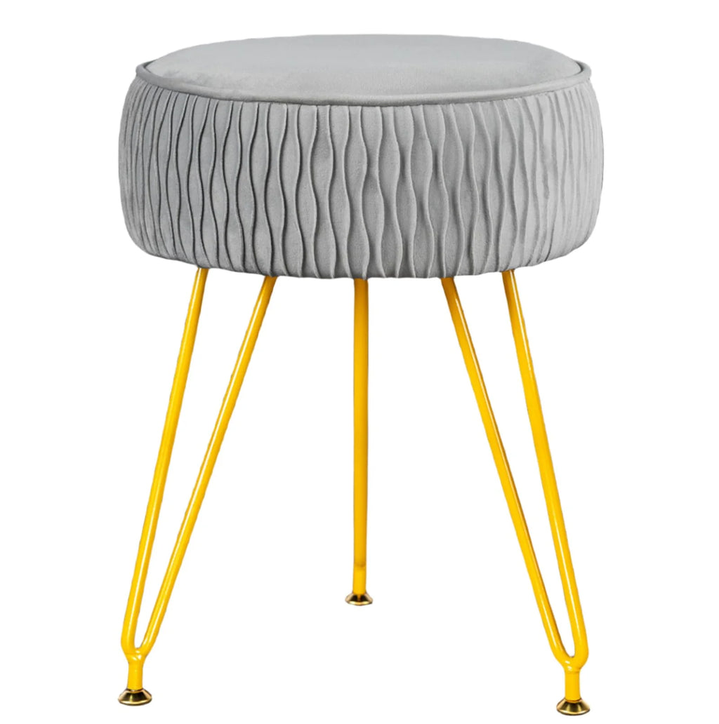 Faux Fur Vanity Stool with Golden Metal Legs N327724