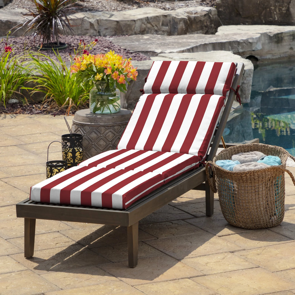 Black Cabana Stripe Outdoor Chaise Lounge Cushion N378