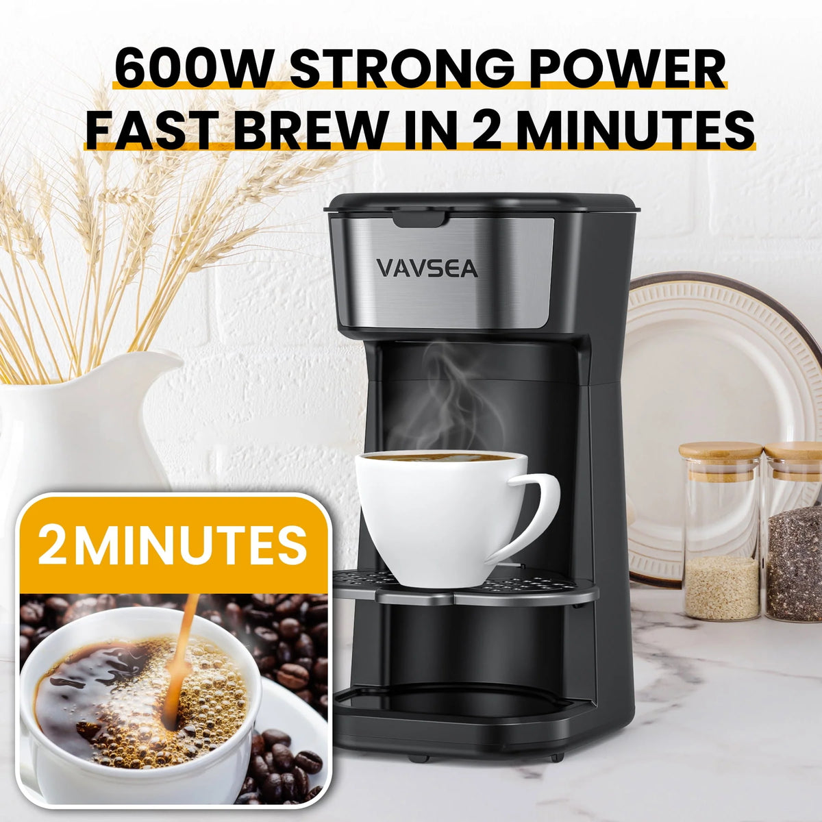 Single-Serve Coffee Maker with Travel Mug & Reusable Filter B1620