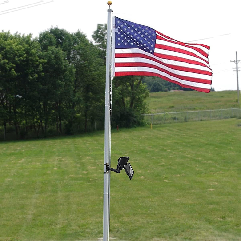 Solar Flag Pole Light, 5 LEDs, Adjustable Metal Clamps, Waterproof, 2 In 1 Solar Powered A12190