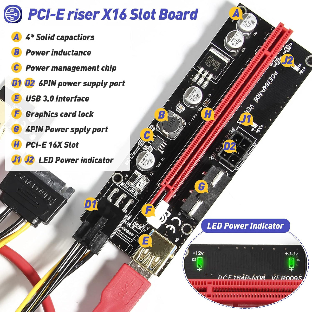 PCIE Riser Express Cable 1X to 16X 6 Pack E50819