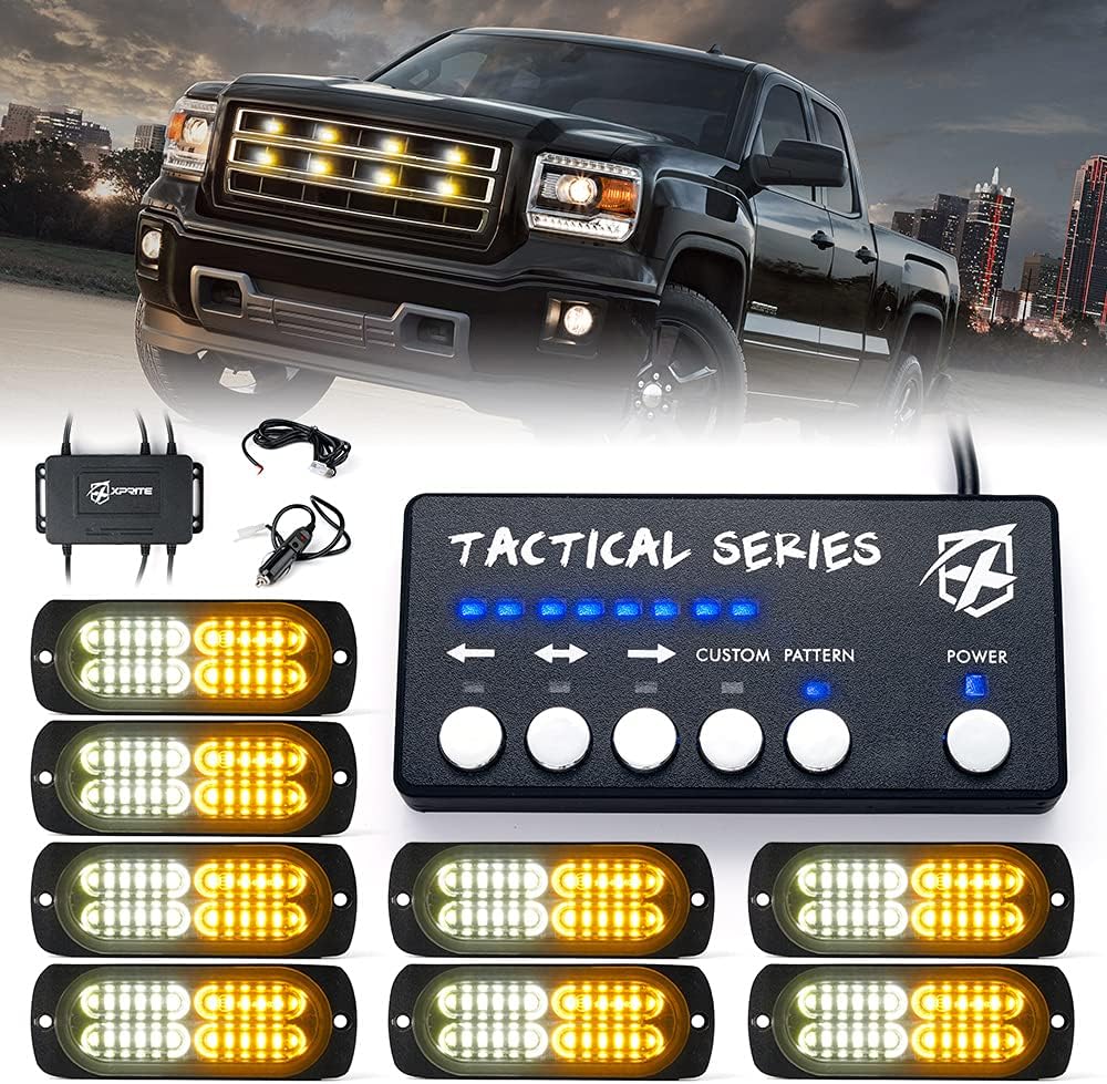Amber White Surface Mount Strobe Lights Kit 4PCS R50235