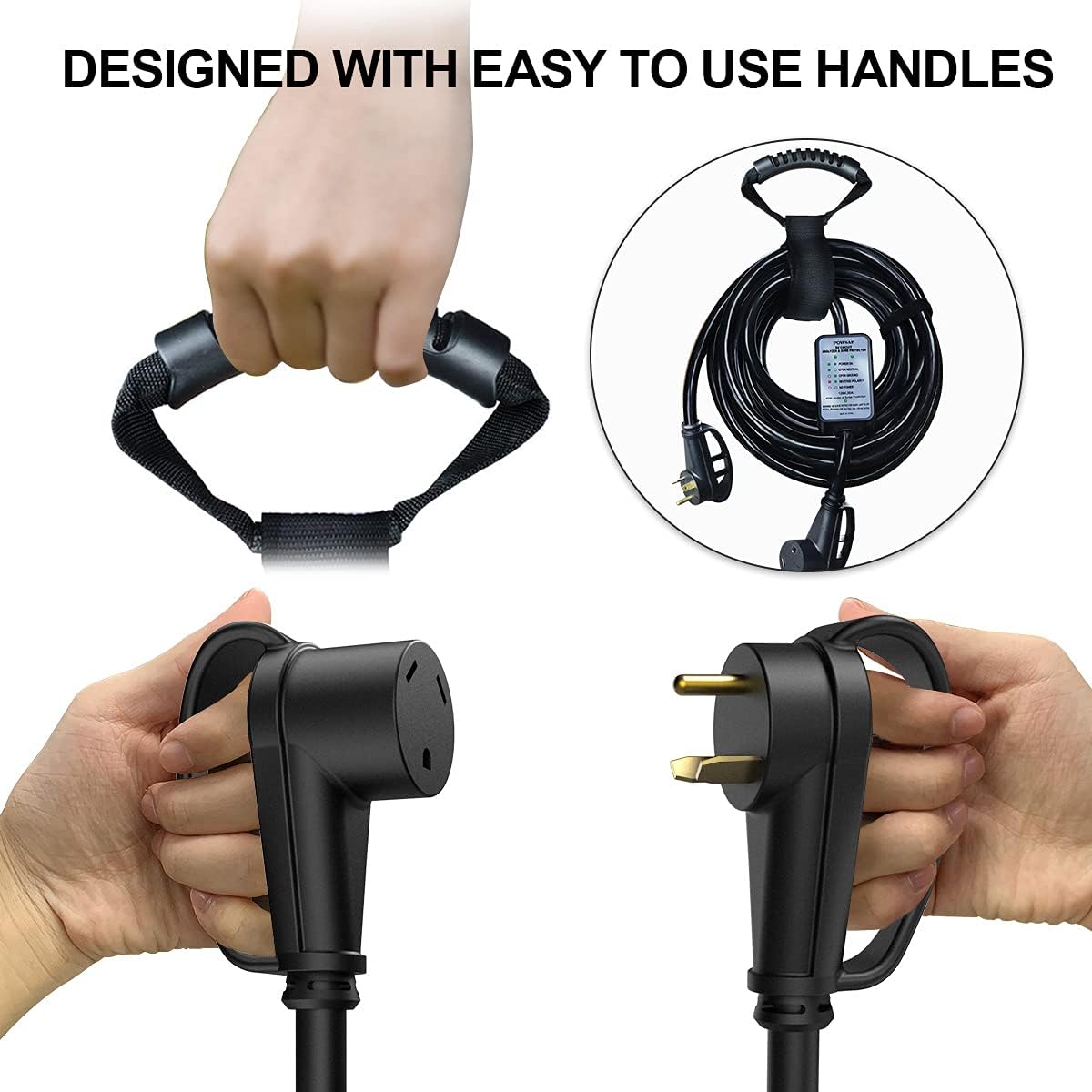 30 amp rv Extension Cord, 25 FT Waterproof rv Surge Protector with Circuit Analyzer G47563