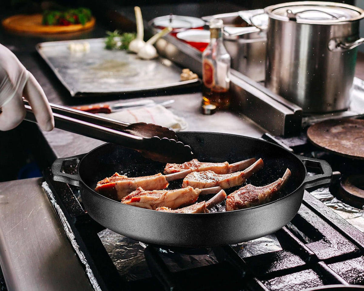 Pre-Seasoned Cast Iron Grill Pan 16 Skillet with Dual Handles Z111851