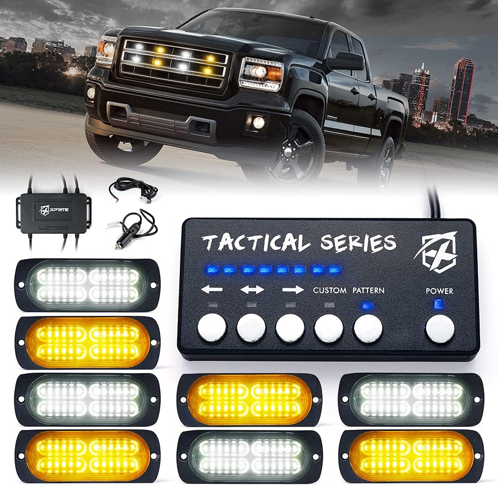 Amber White Surface Mount Strobe Lights Kit 4PCS R50235