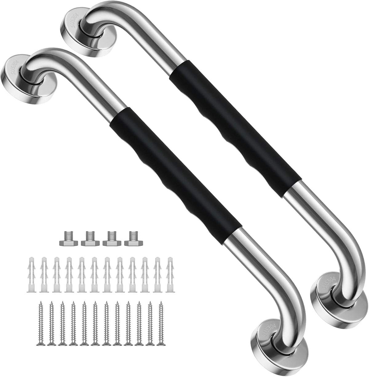 2 Pack 24 Inch Black Stainless Steel Shower Grab Bar B11772