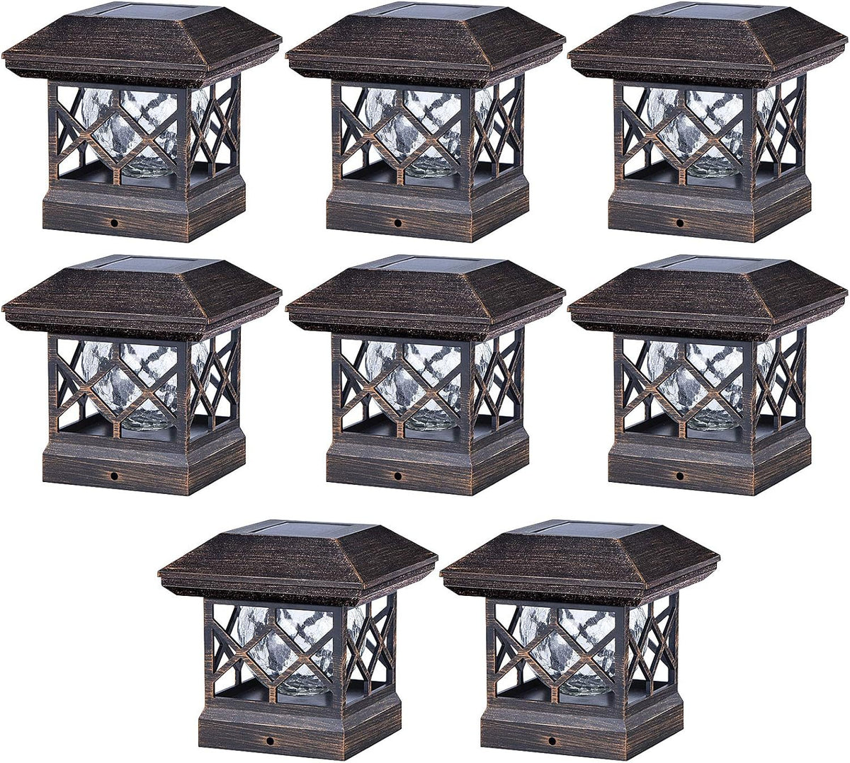 Solar Post Cap Light Outdoor Flickering Flame LED Fence Post Solar Lights for 3.5x3.5/4x4/5x5 Wood Posts Z402