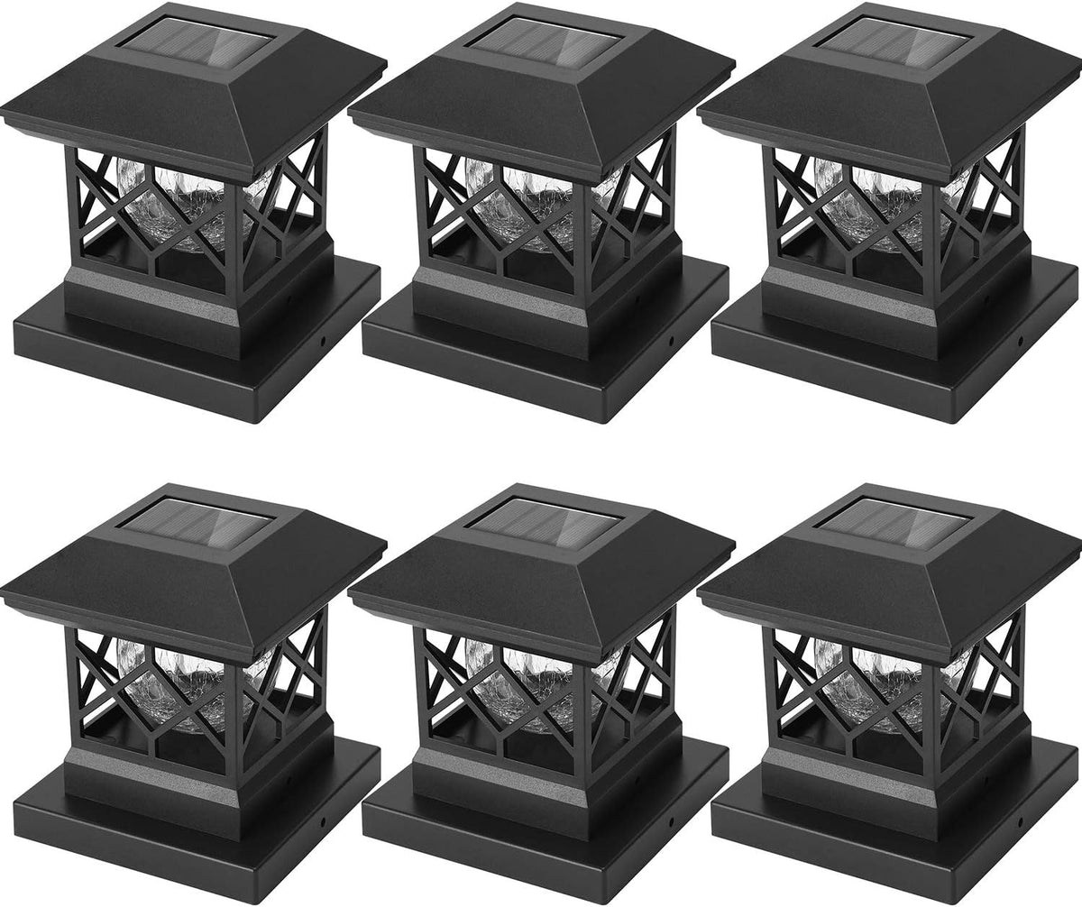 Solar Post Cap Light Outdoor Flickering Flame LED Fence Post Solar Lights for 3.5x3.5/4x4/5x5 Wood Posts Z402