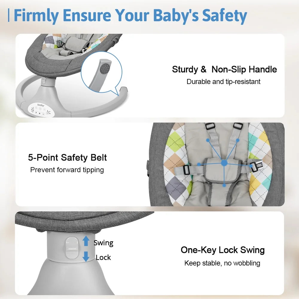 Electric Baby Swing with Remote Control, 5 Swing Speeds, Grey G2420