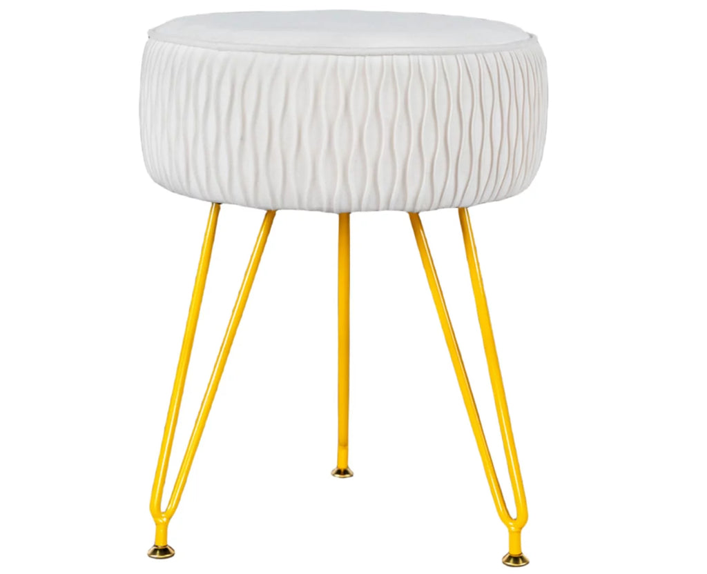 Faux Fur Vanity Stool with Golden Metal Legs N327724