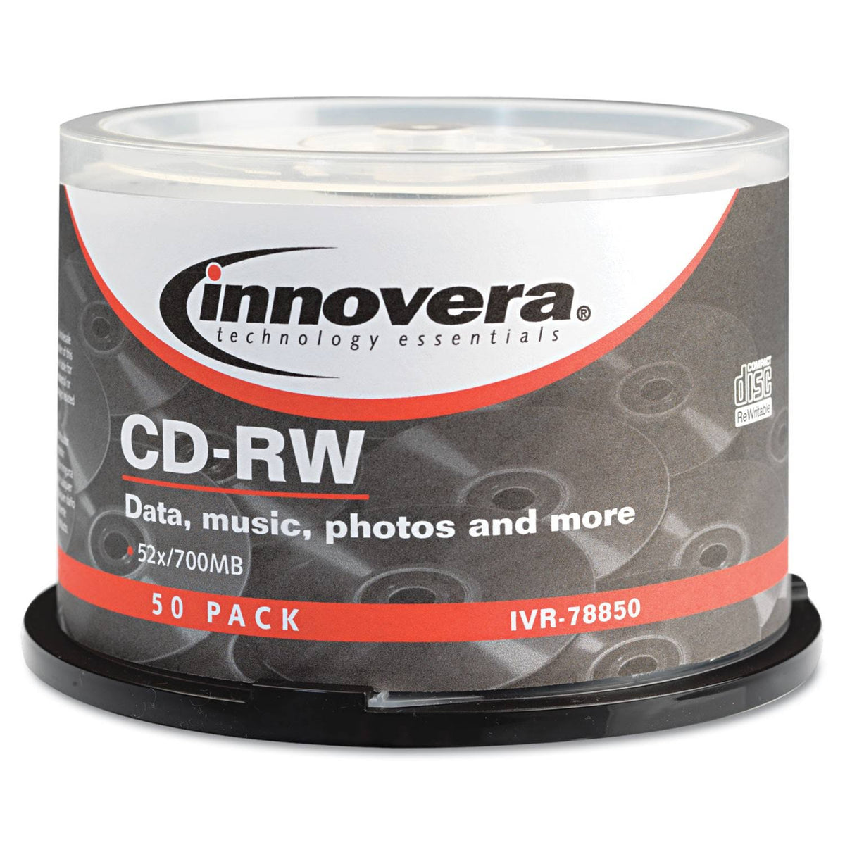 CD-RW Discs Rewritable 700MB/80min 12x Spindle Silver 50/Pack J502037