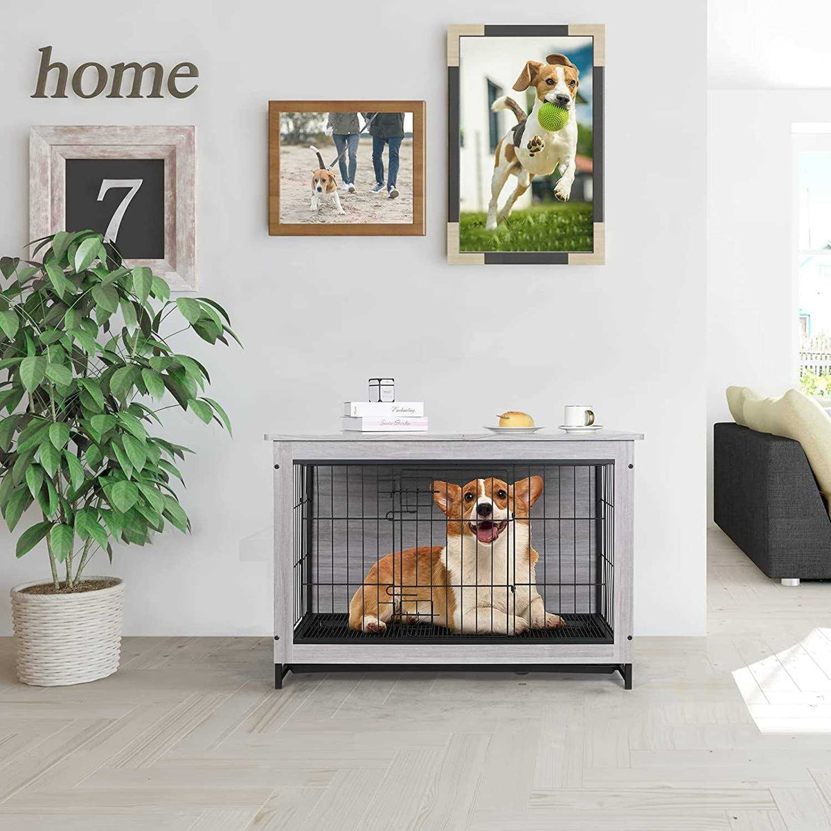 Wooden Dog Crate End Table L97705