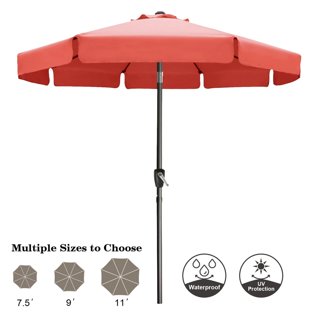 7.5ft Outdoor Market Patio Umbrella with Push Button Tilt S957