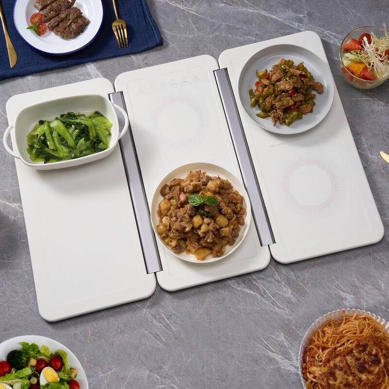 White Portable Electric Warming Tray with Temperature Control V12403